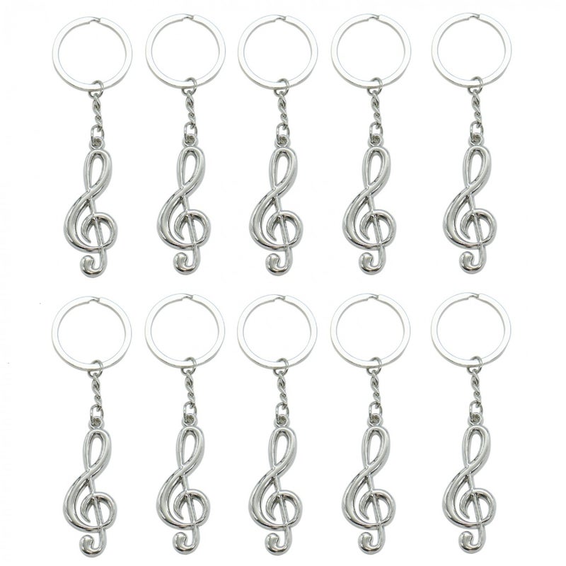 SenseYo 10 Pcs Musical Note Key Chain Metal Music Symbol G-Clef Key Ring Keychain Trinket - Image 1